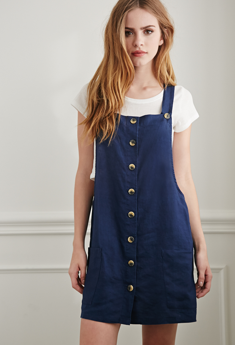 navy blue overall dress