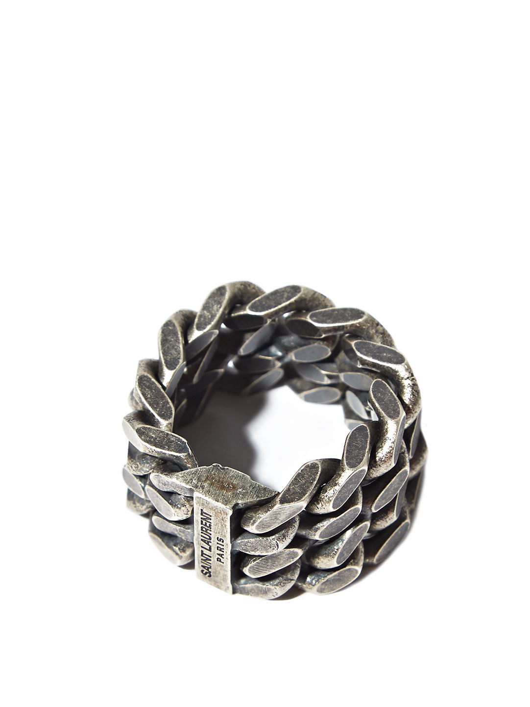 Saint Laurent Mens Silver Double Chain Ring in Metallic for Men | Lyst