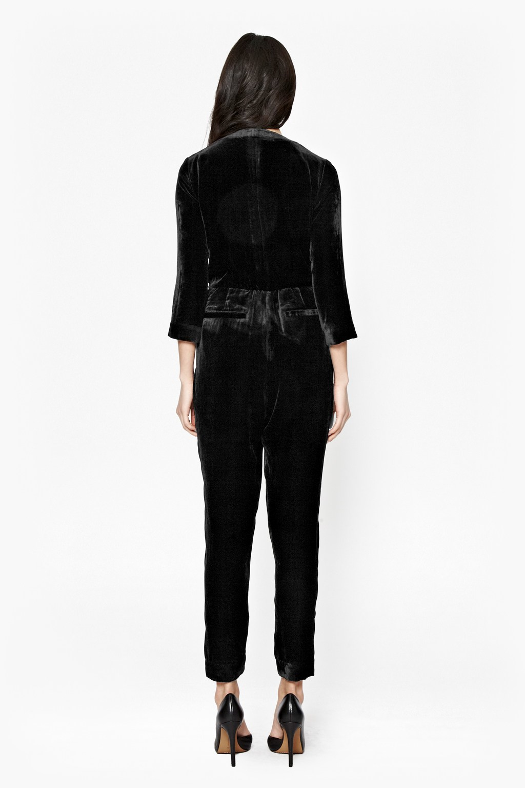 French Connection Jet Velvet Jumpsuit in Black - Lyst