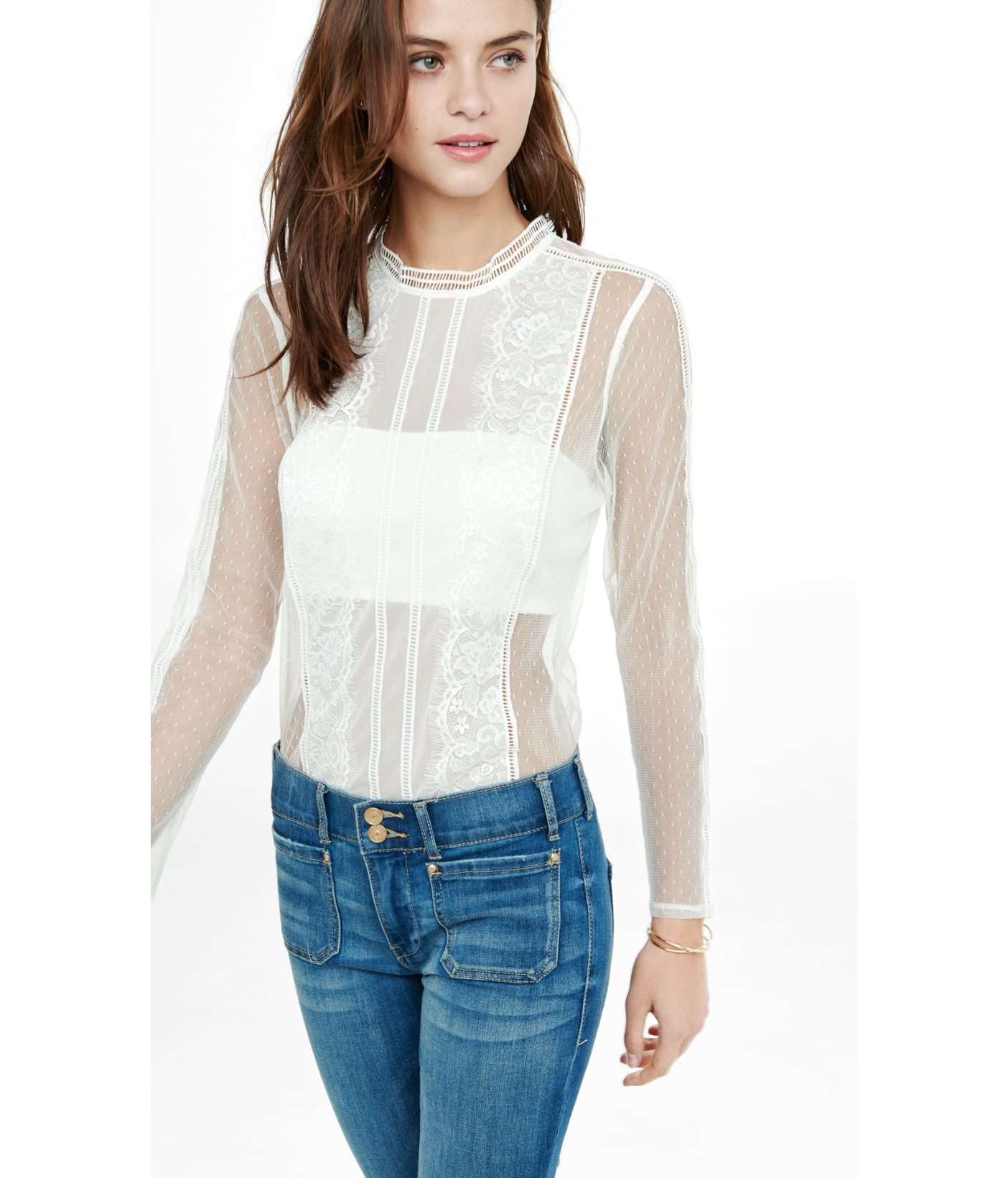 mesh blouse white