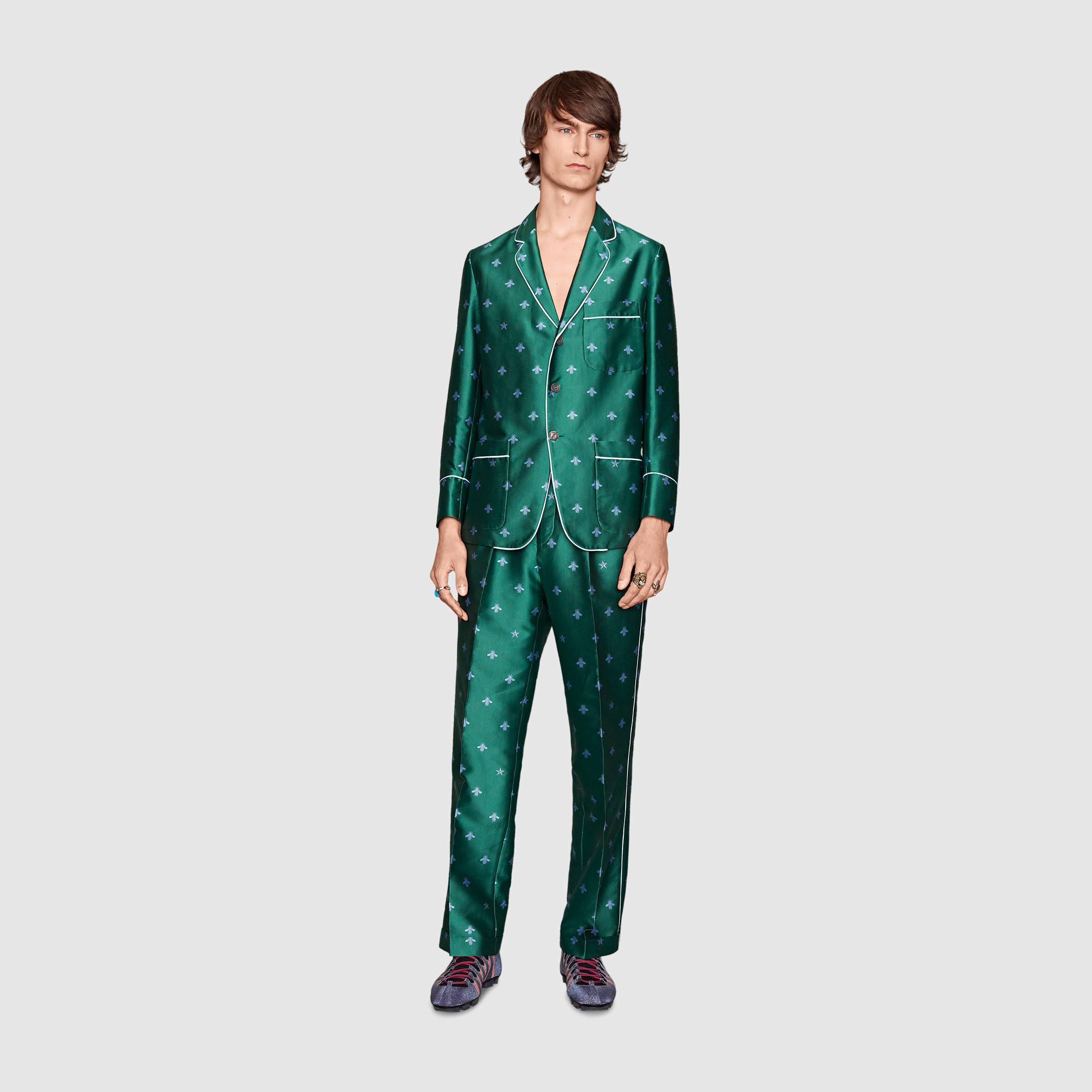 Gucci Bee Jacquard Pajama Pant in Green 