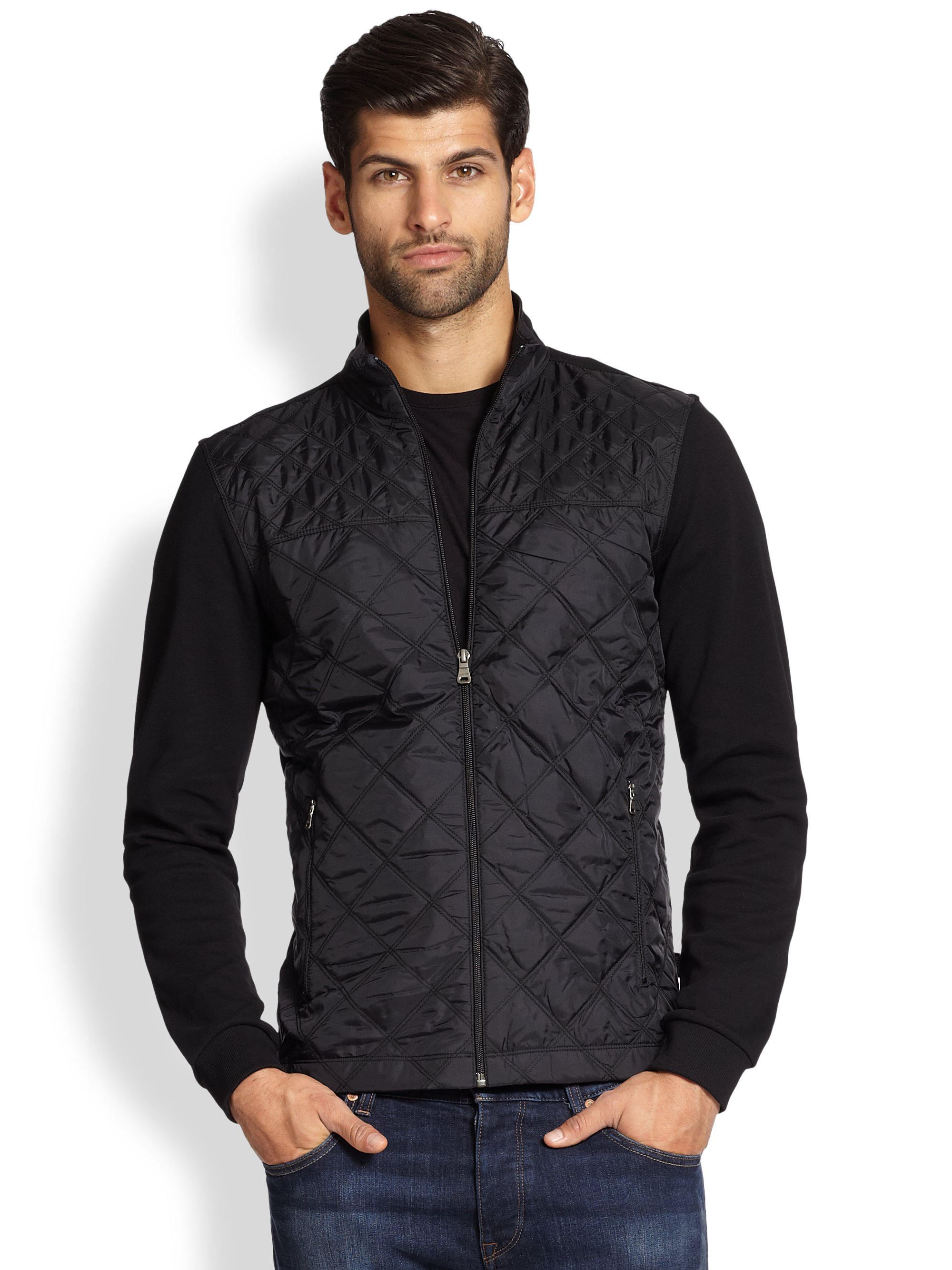 Hugo Boss Pizzoli Quilted Sweater in Black for Men | Lyst