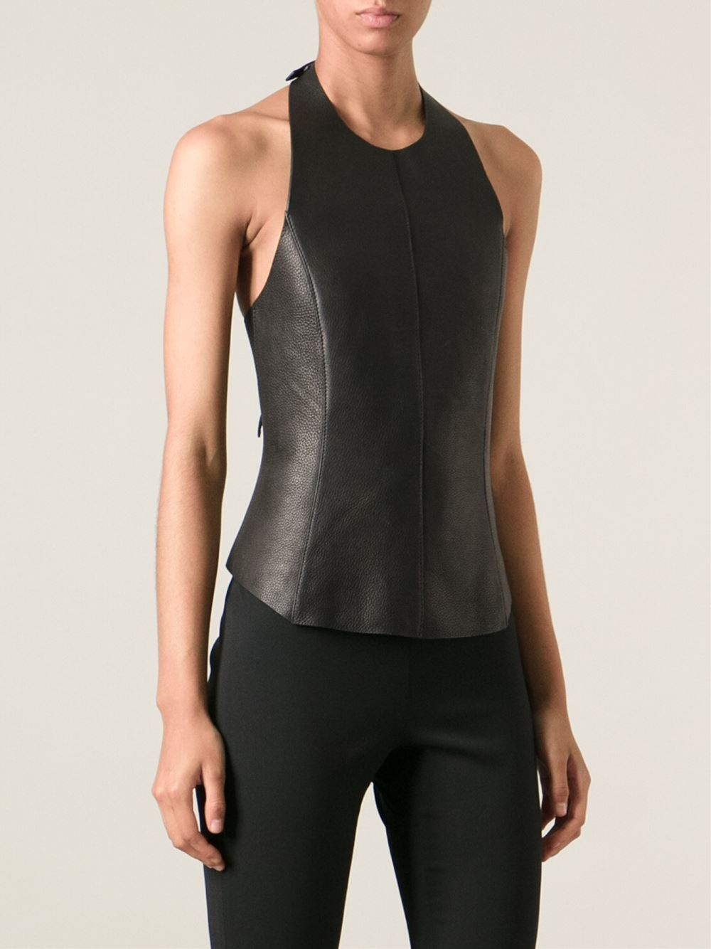 leather halter neck top