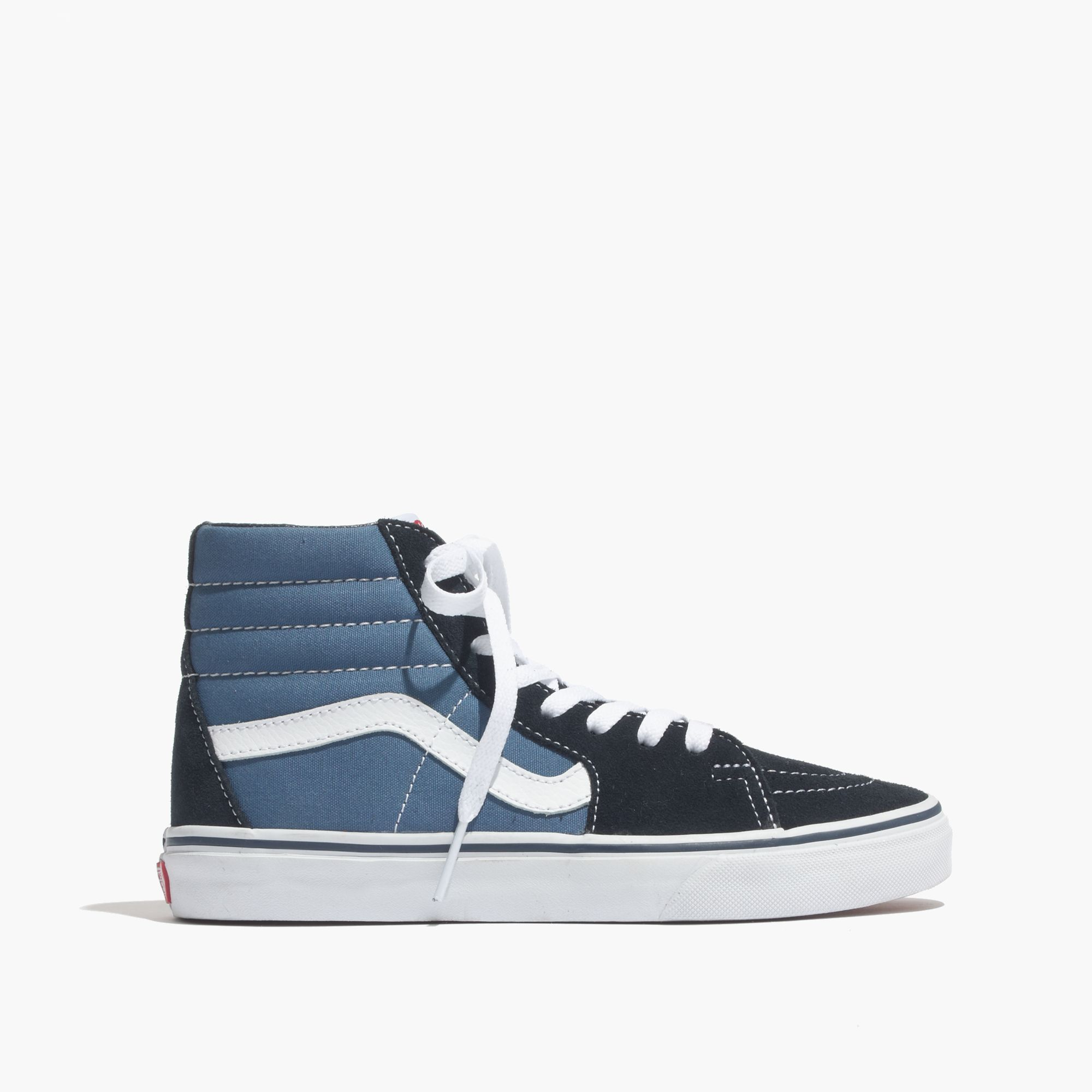 black and blue high top vans