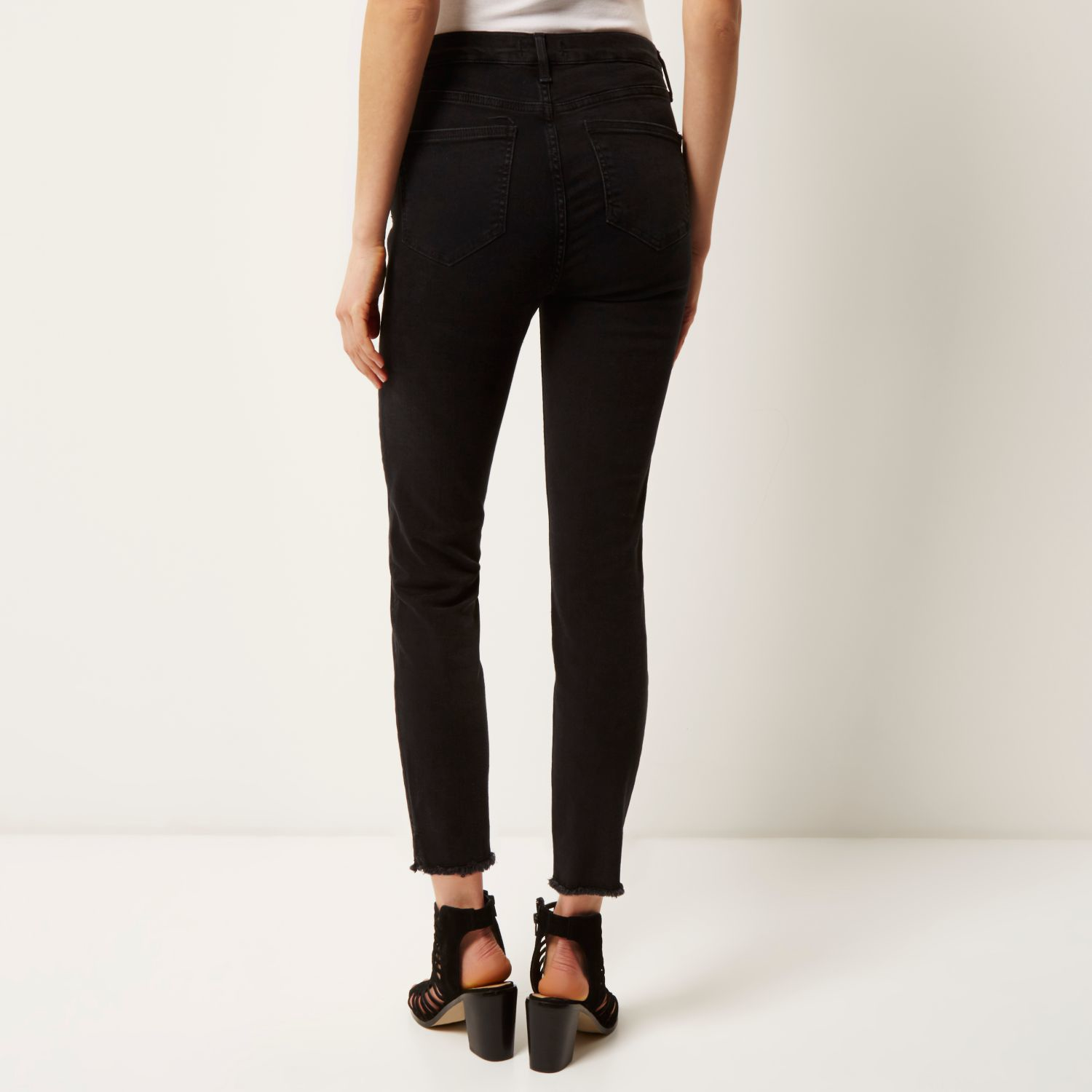 black high waisted jeans river island