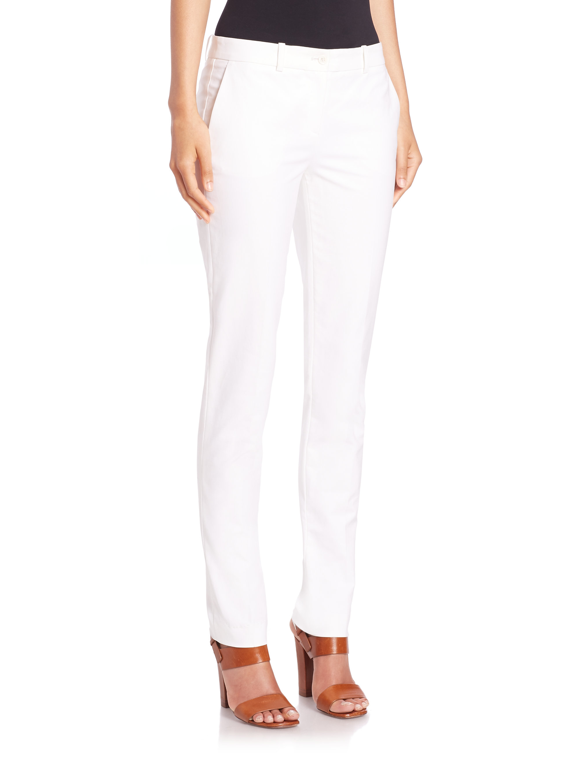 Lyst - Michael Kors Stretch-cotton Skinny Pants in White