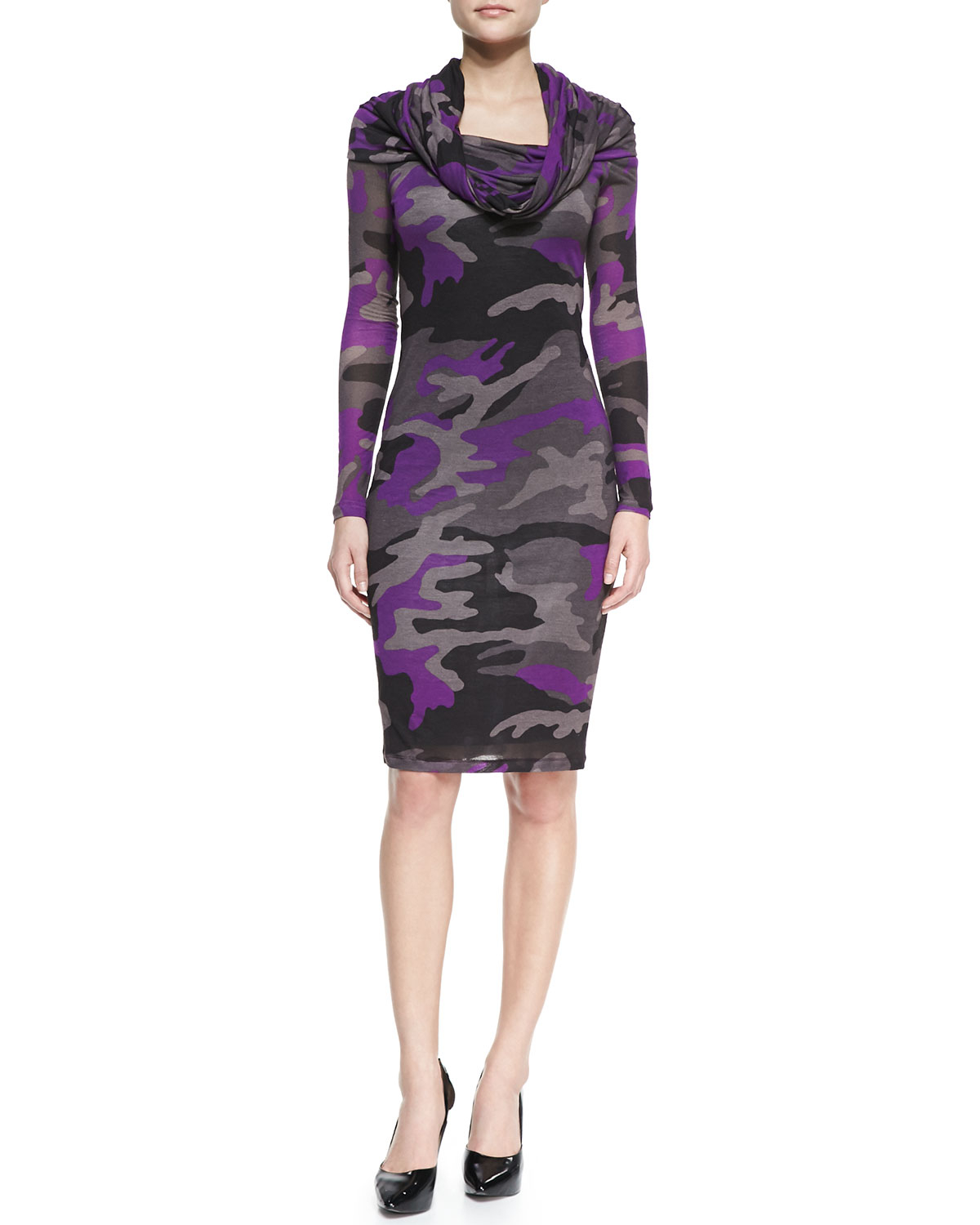 Jean paul gaultier Longsleeve Camo Knit Dress Magentamulti in Purple | Lyst