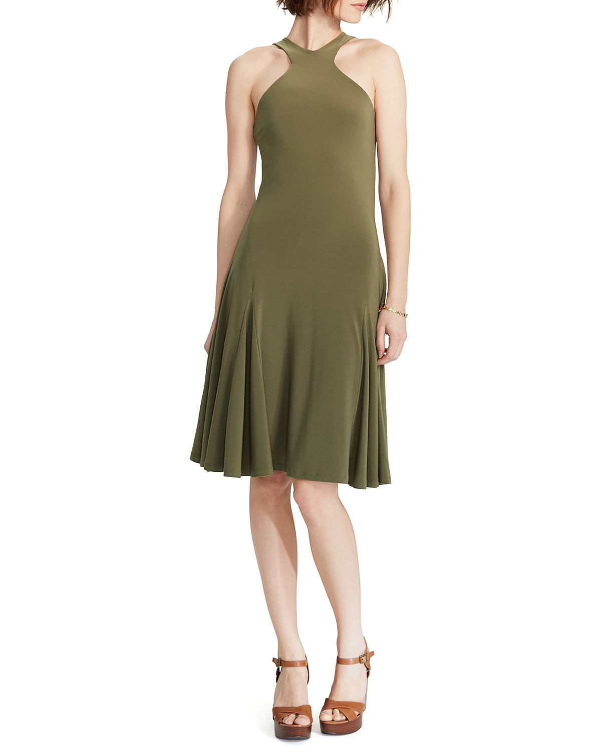 Ralph Lauren Lauren Sleeveless Jersey Dress in Green