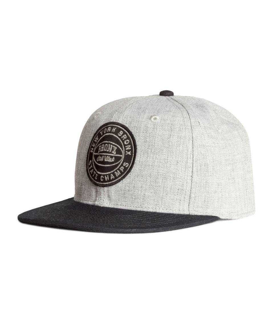 H&M Synthetic Cap With Appliqué in Gray for Men - Lyst