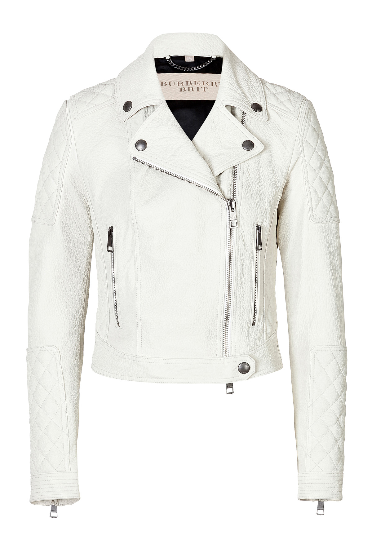 Lyst - Burberry brit Cropped Leather Motorcycle Jacket In White in White