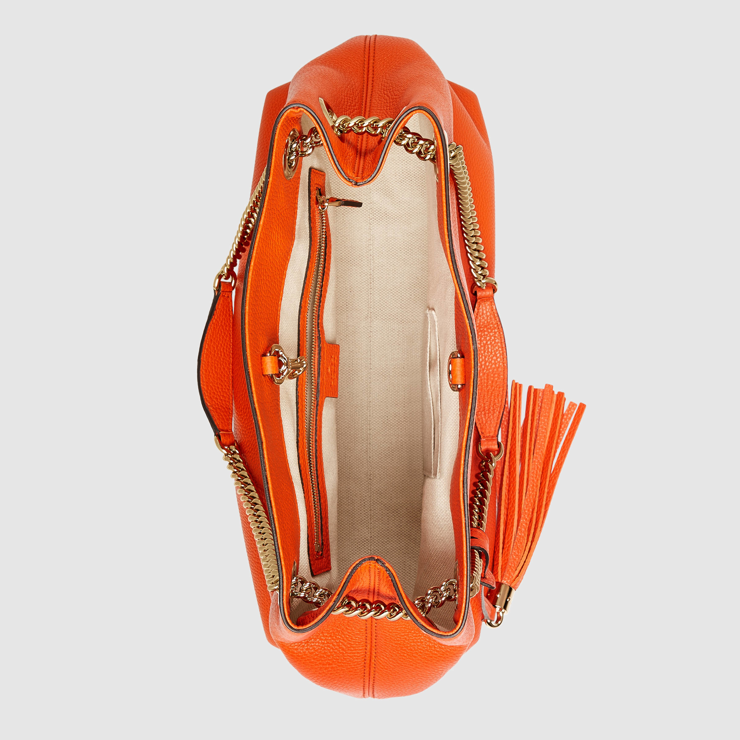 Gucci Soho Leather Shoulder Bag in Orange - Lyst