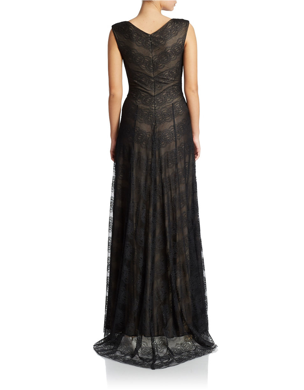 Vera Cap Sleeve Lace Gown In Black Lyst Gallery