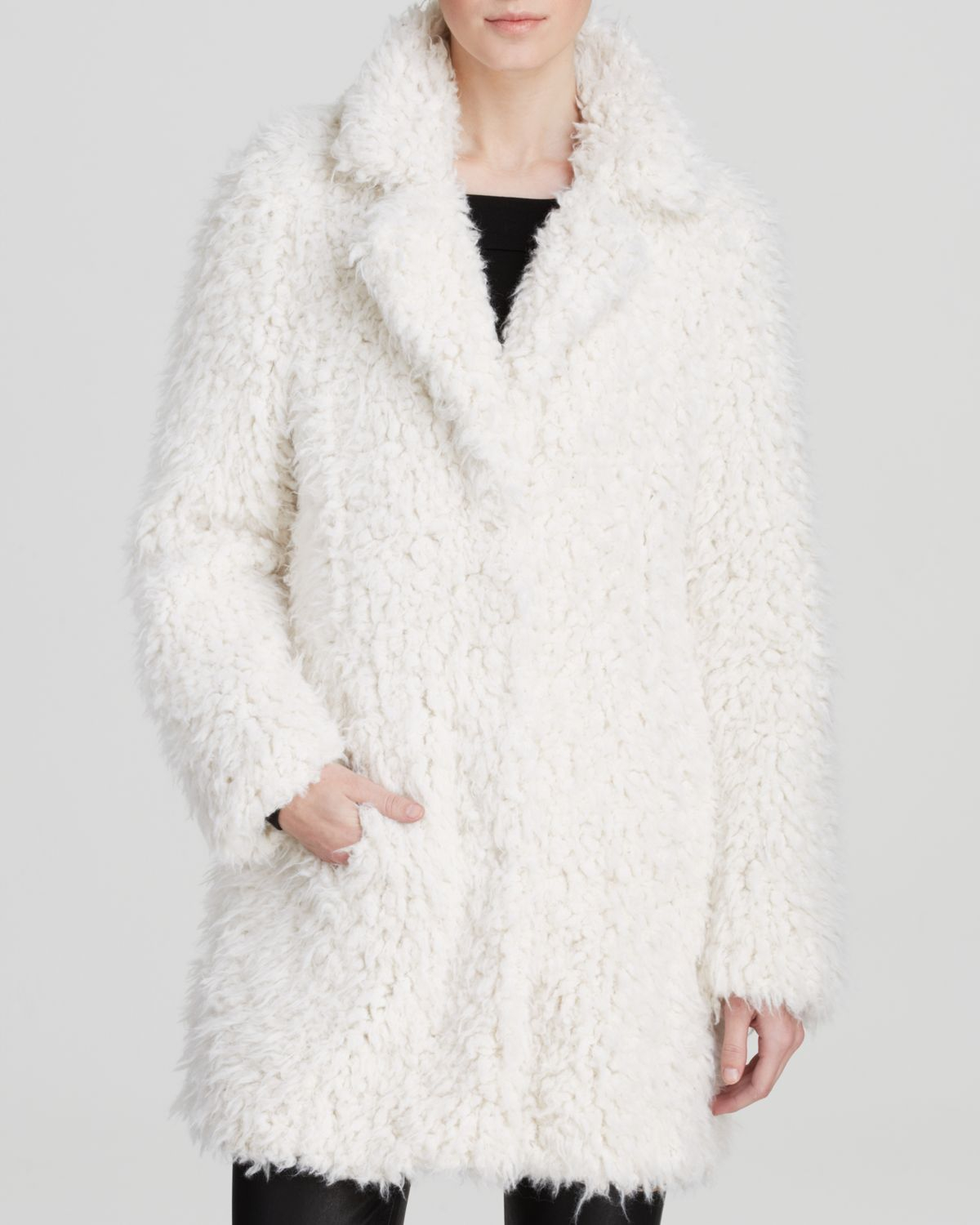 guess pia faux fur coat