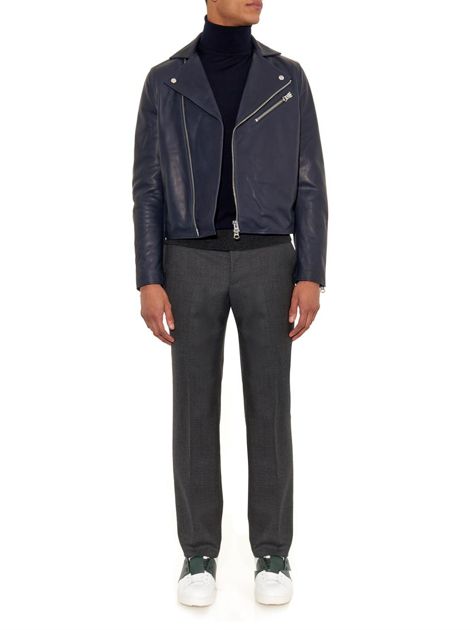 Acne Studios Gibson Leather Biker Jacket in Black for Men | Lyst