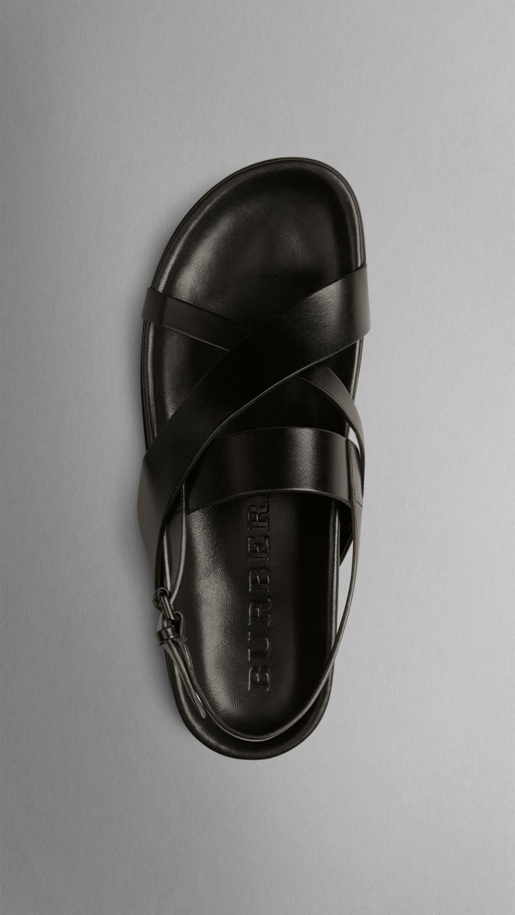 Lyst - Burberry Crossover Strap Leather Sandals in Black for Men