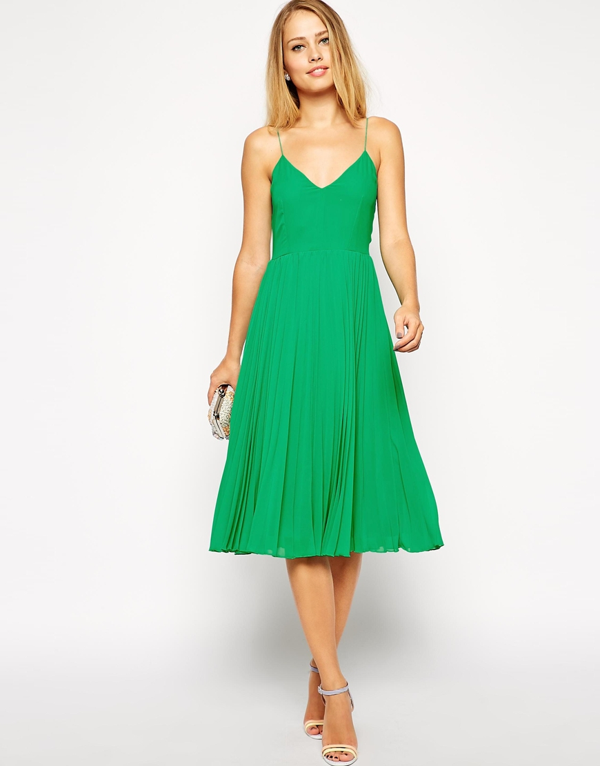 cami pleated midi dress