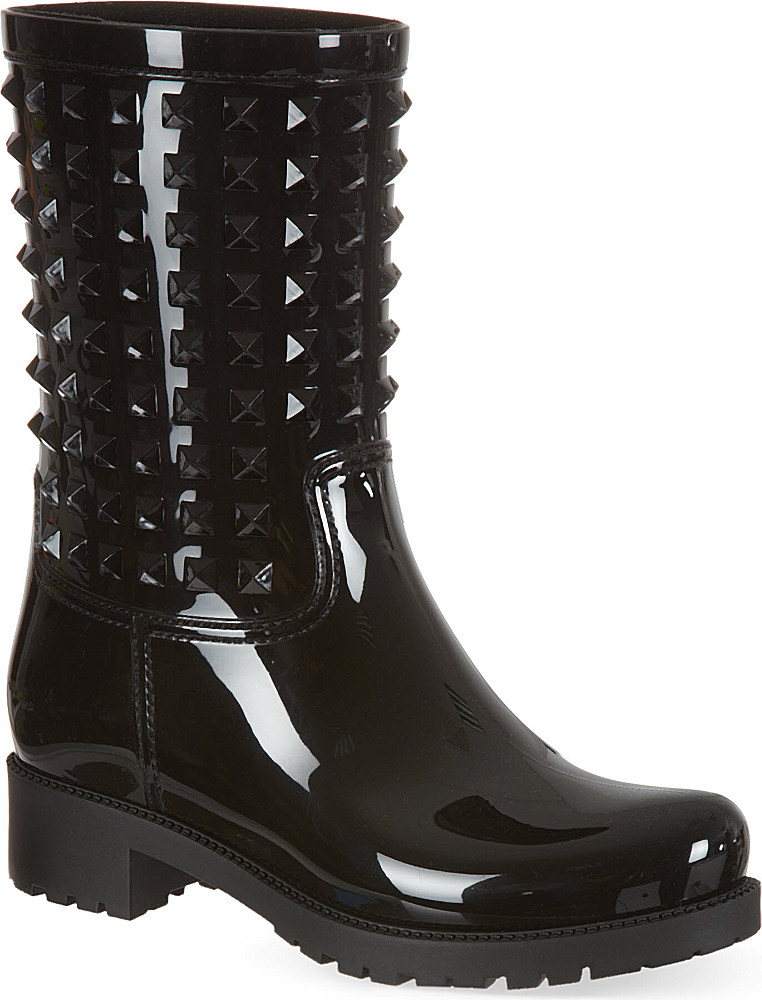 Valentino Rockstud Wellington Boots - For Women in Black - Lyst
