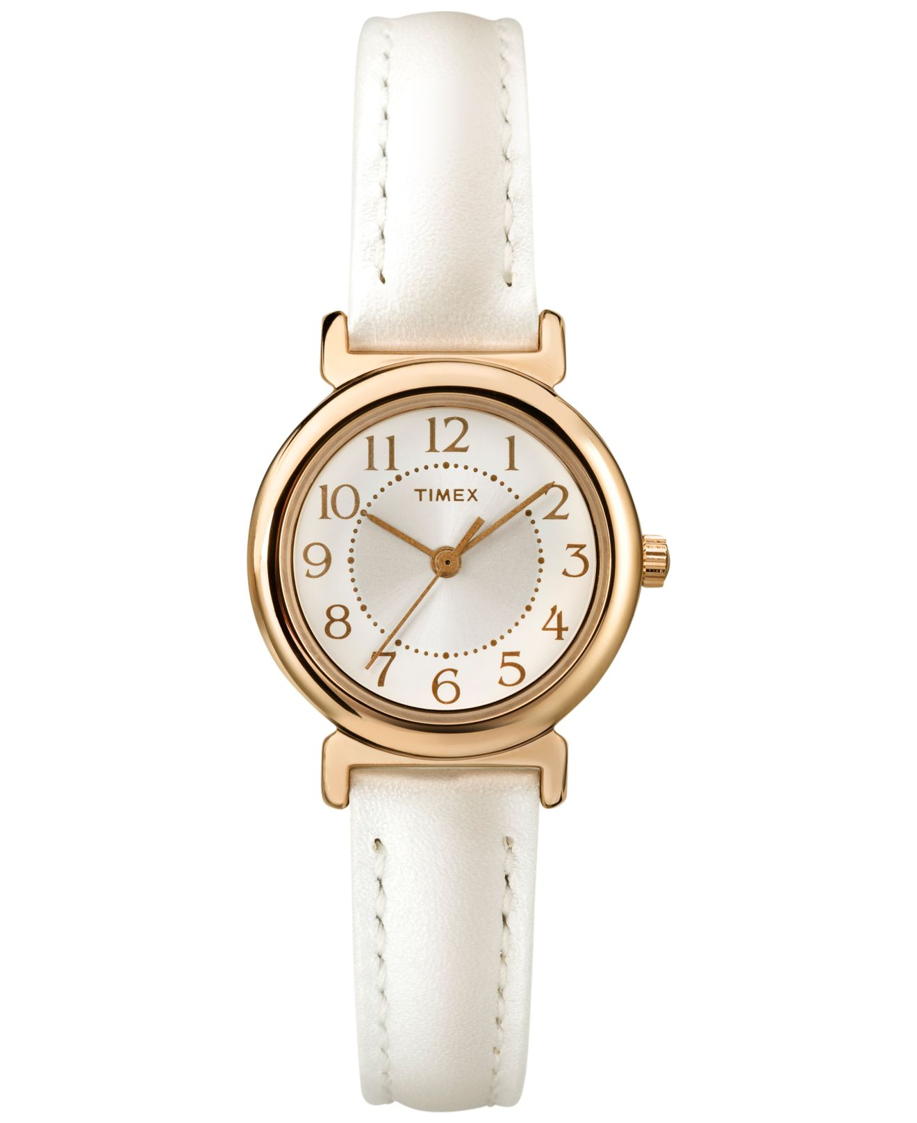 Timex® Women'S Classic Dress White Metallic Leather Strap Watch 25Mm ...