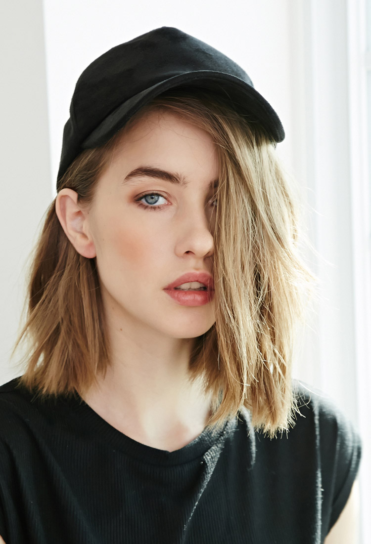 black suede baseball cap womens