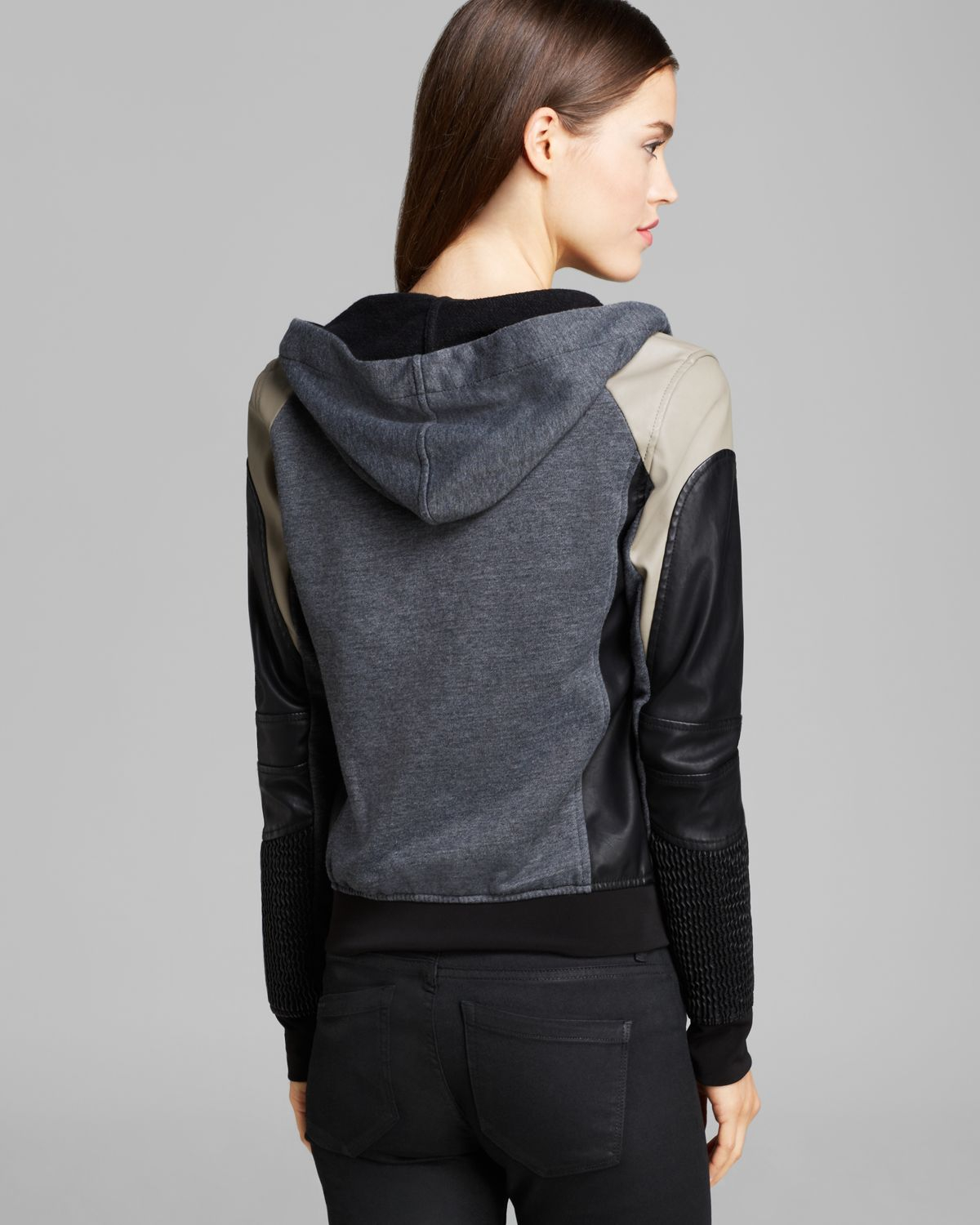 Lyst Blank Jacket Color Block Faux Leather In Black Gallery