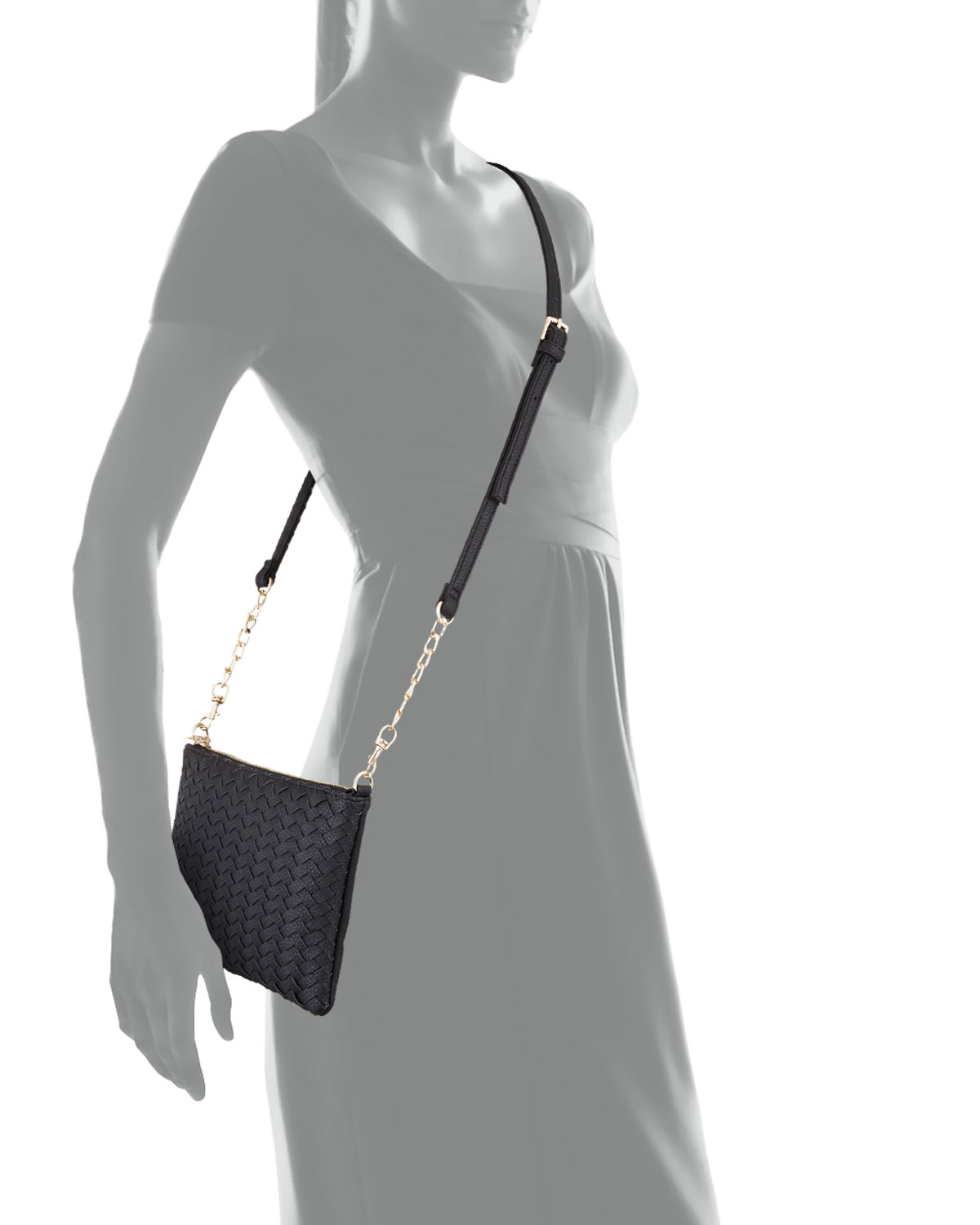 Neiman Marcus Woven Faux-leather Crossbody Bag in Black - Lyst
