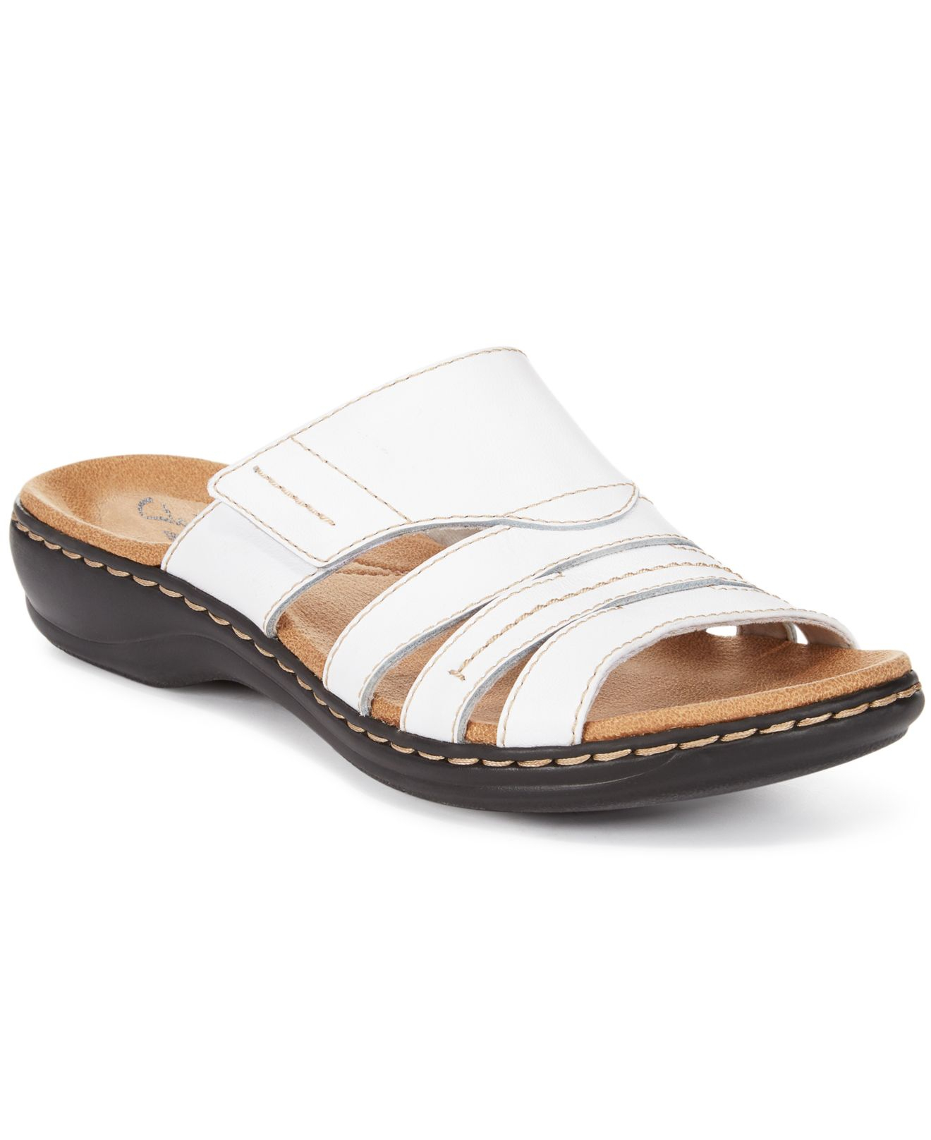 Clarks Collection Women&#39;s Leisa Grove Flat Sandals (only At Macy&#39;s) in White - Lyst