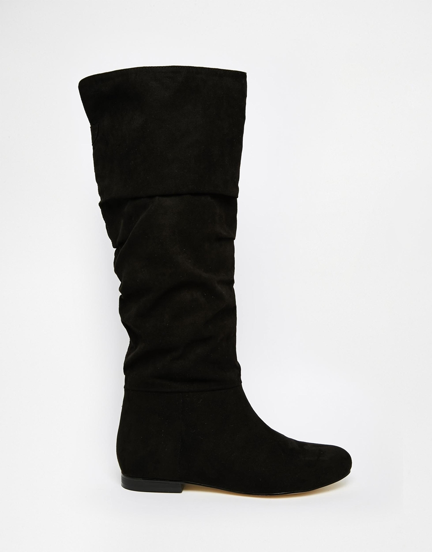 black slouch boots flat