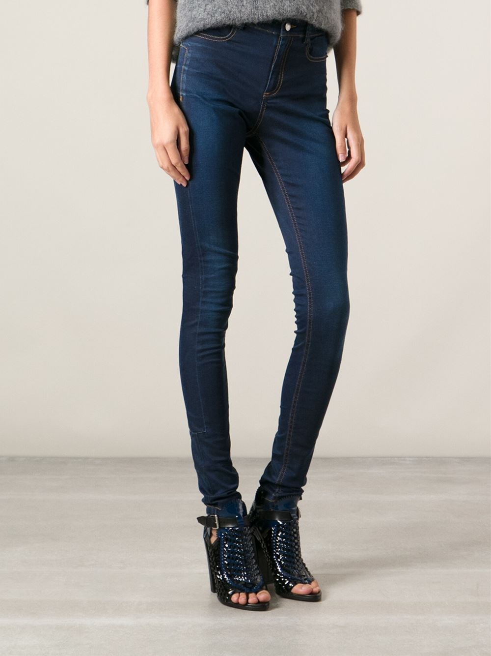 Costume National High Waisted Skinny Jeans In Blue | Lyst Costume National High Waisted Skinny Jeans In Blue | Lyst