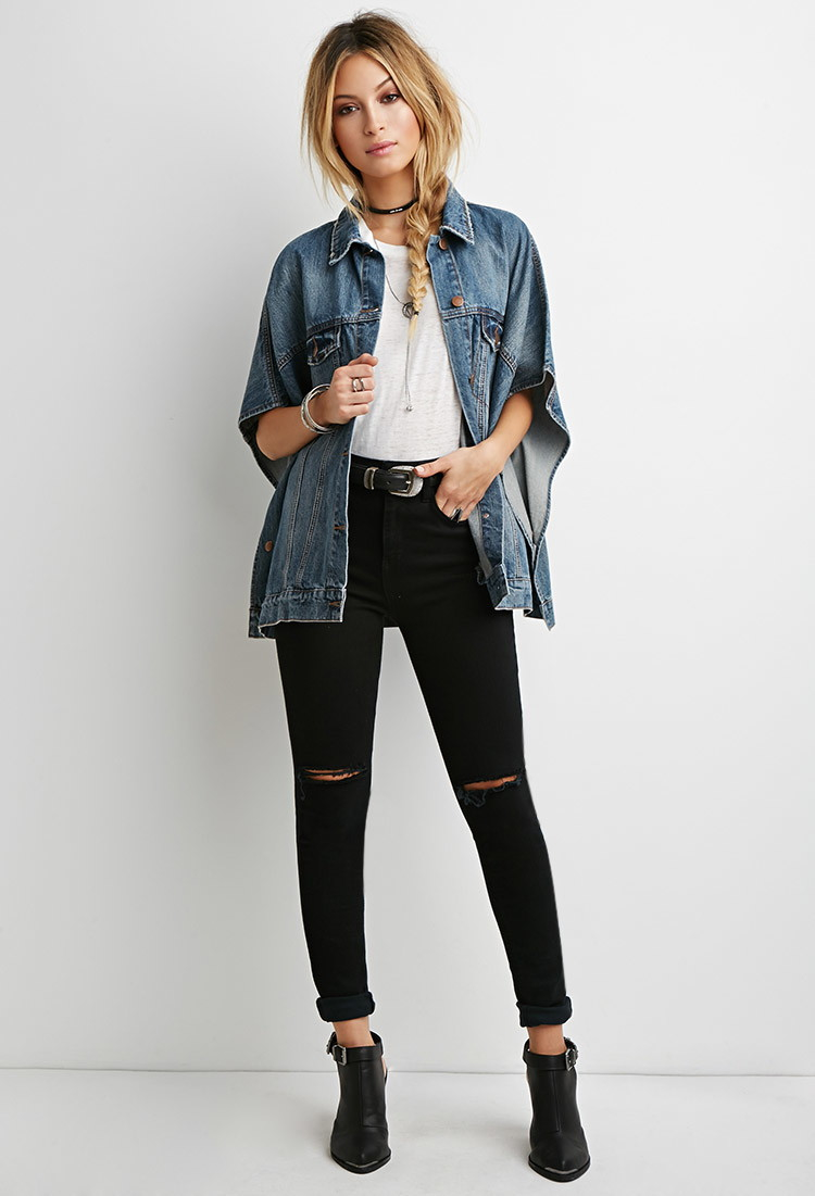 denim poncho jacket