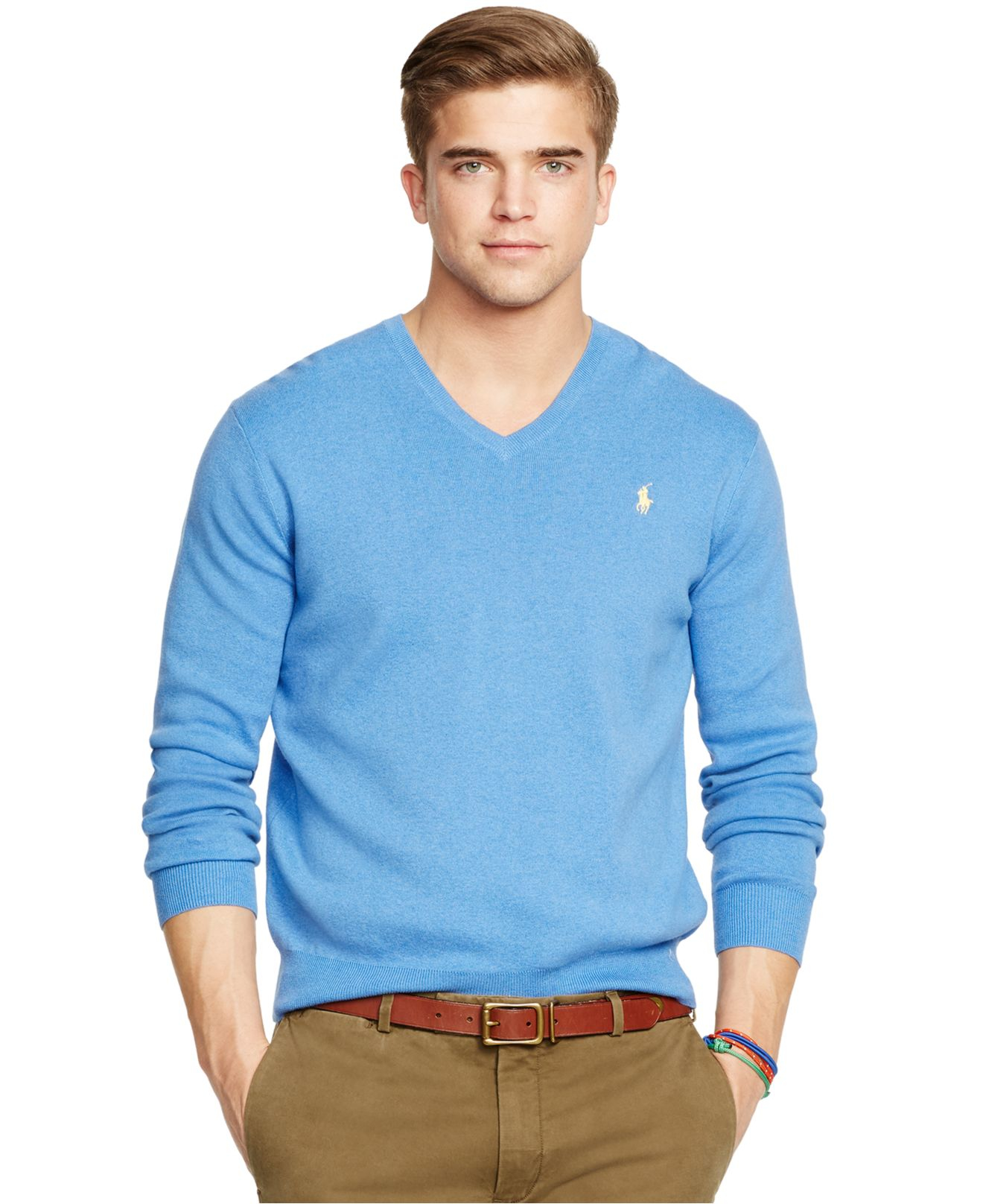 Lyst - Polo Ralph Lauren Pima V-neck Sweater in Blue for Men