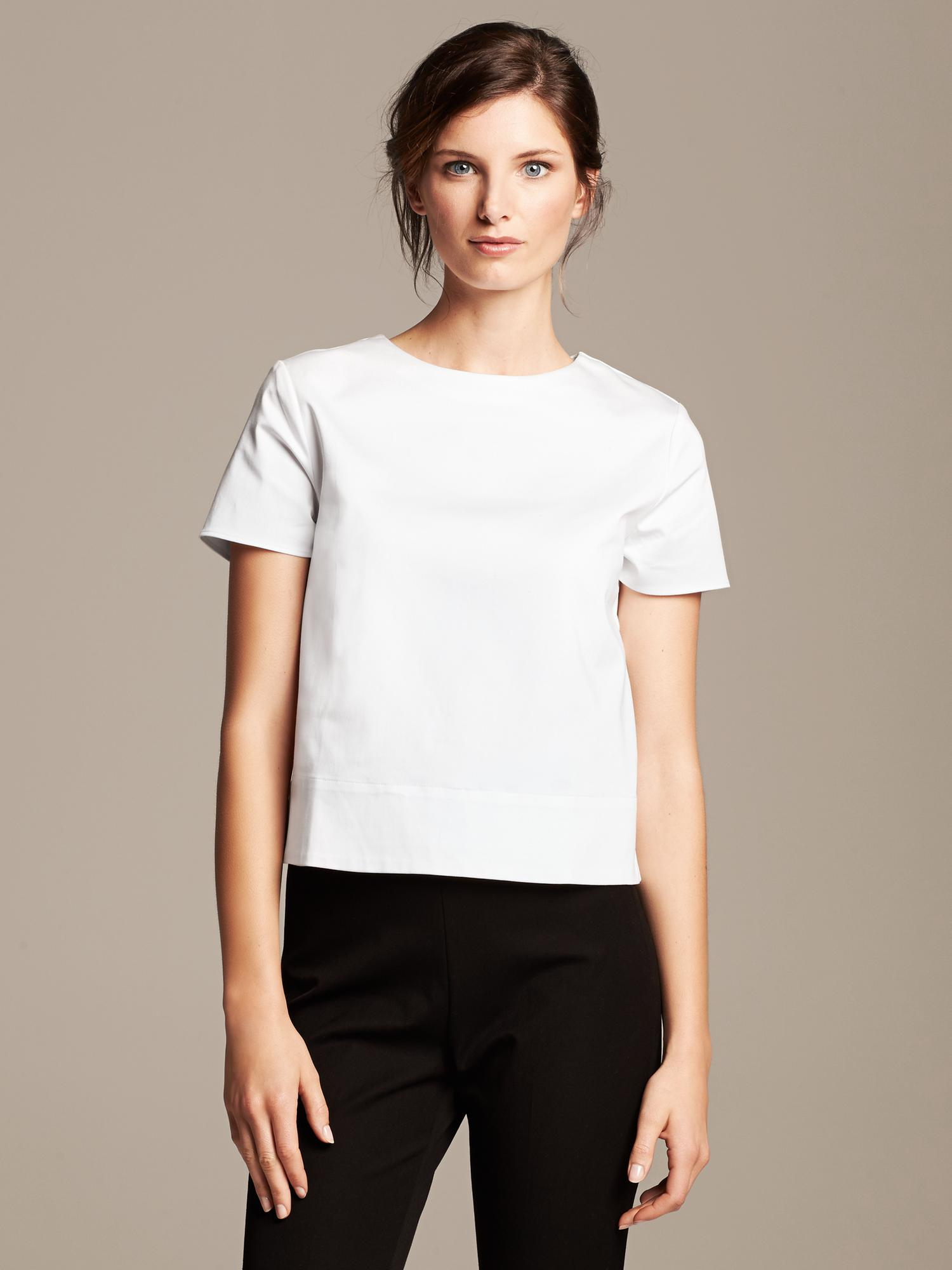 Banana Republic Roland Mouret Collection Poplin Tee White in White | Lyst