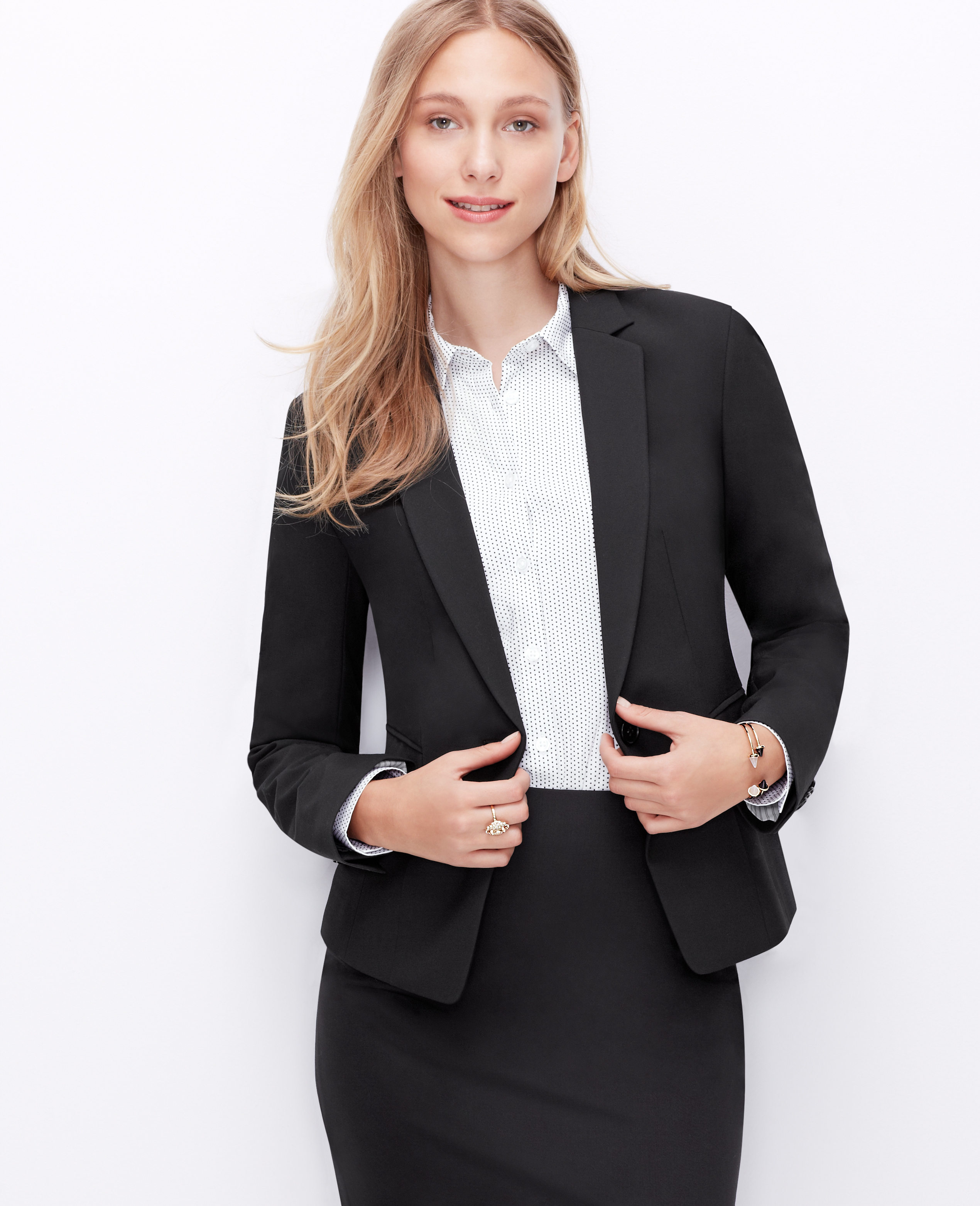 Ann taylor All-season Stretch One Button Jacket in Black | Lyst
