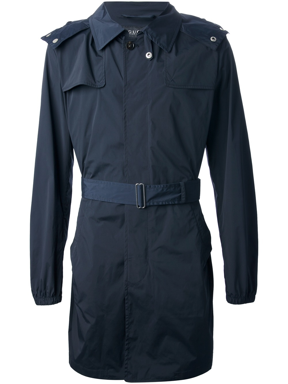 Gucci Belted Raincoat in Blue for Men - Lyst