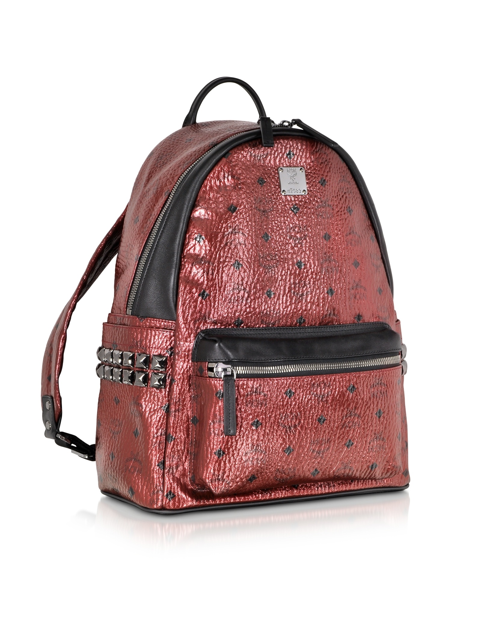 blue and red mcm backpack