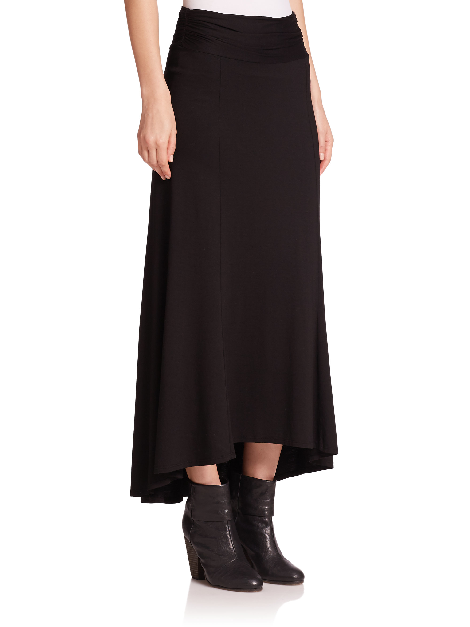 Three dots Knit Hi-lo Maxi Skirt in Black | Lyst