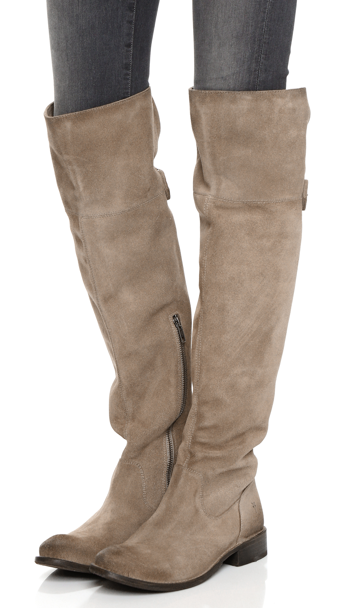 Frye Shirley Suede Over The Knee Boots in Ash (Brown) - Lyst