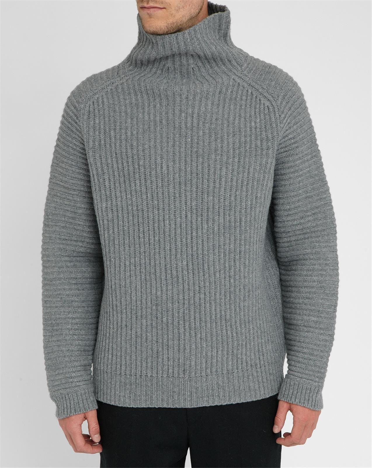 Acne Grey Opposition Knitted Polo-neck Sweater in Gray for Men | Lyst