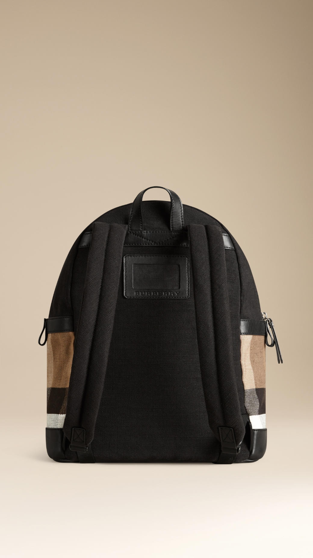 Lyst - Burberry Canvas Check And Leather Backpack in Black for Men