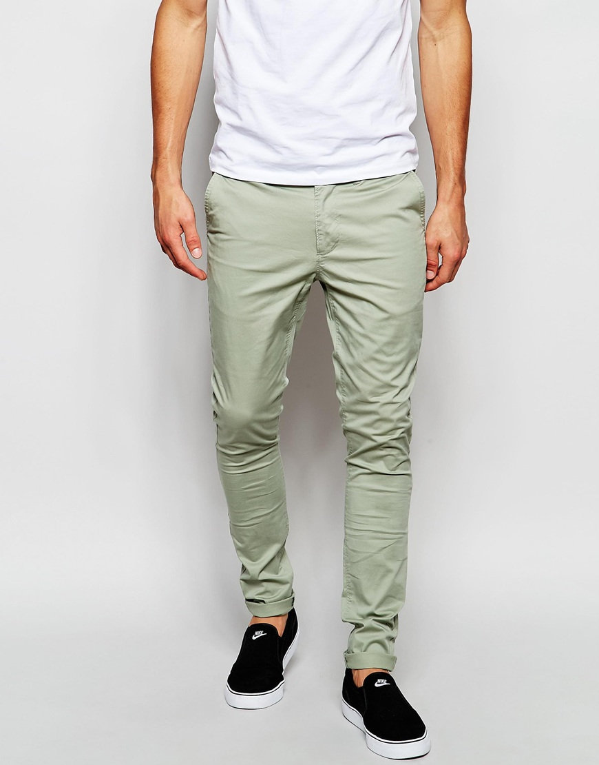 green skinny chinos