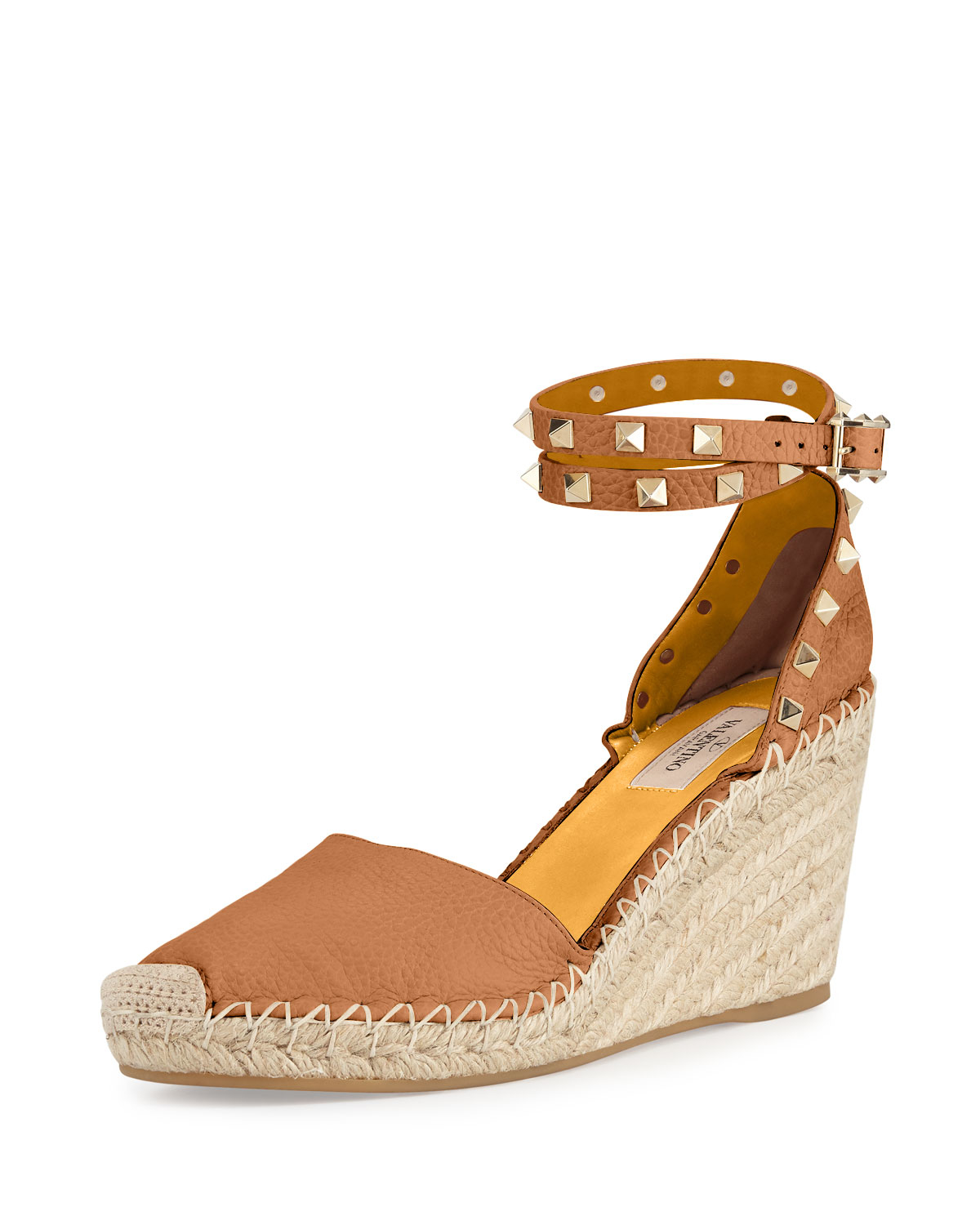 valentino rockstud espadrille wedge black