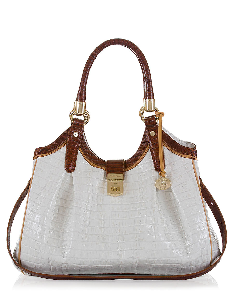 Brahmin Elisa Embossed Leather Tote in White (Macaroon) Lyst