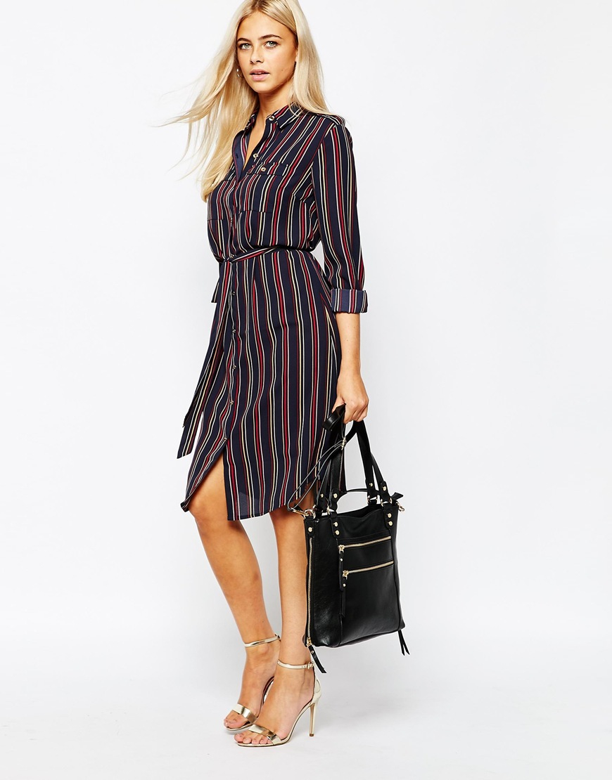  Oasis  Synthetic Belted  Stripe Shirt  Dress  in Purple Lyst