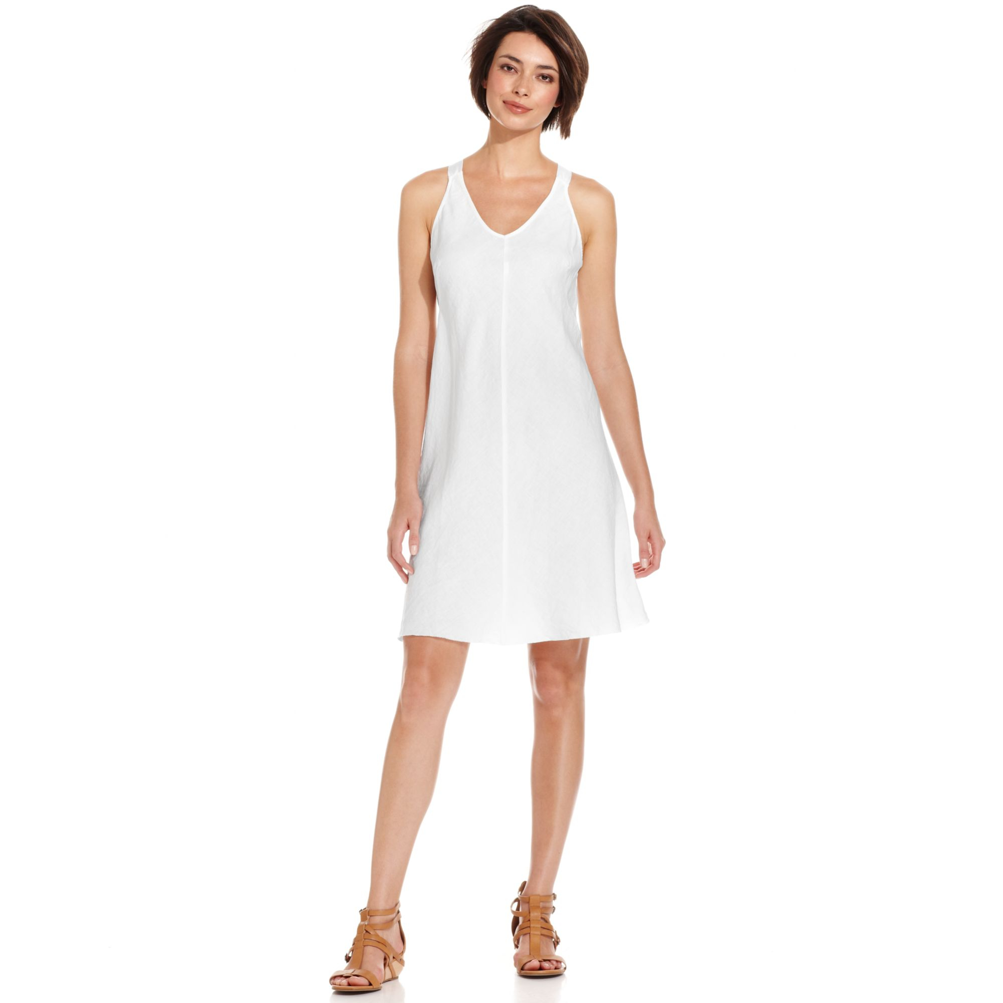 linen sleeveless shift dress