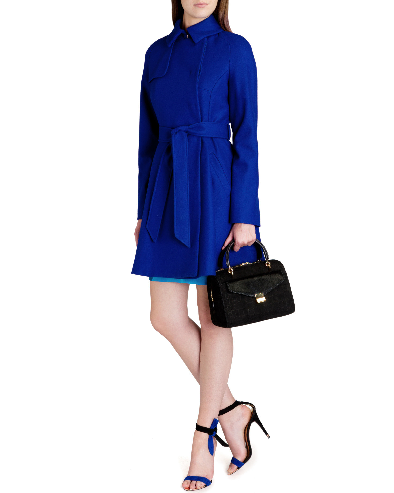 bright blue wool coat