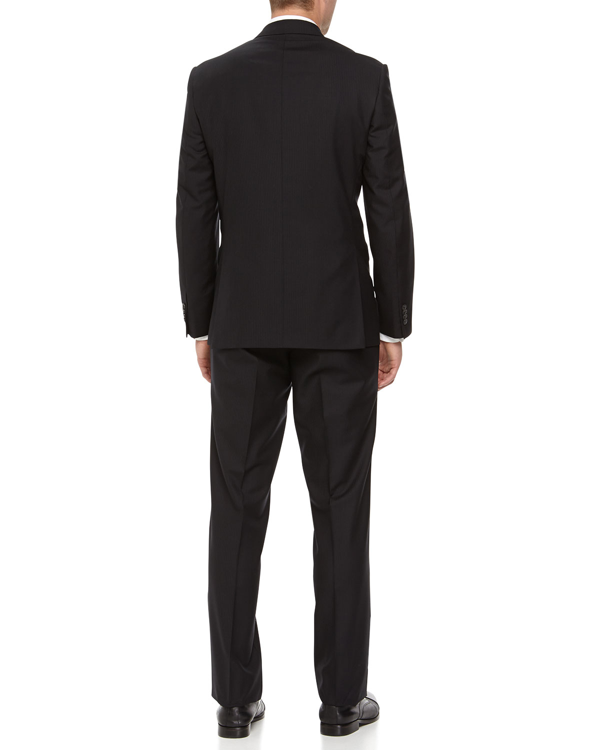 Lyst - Neiman Marcus Two-piece Ribbed Wool Suit in Black for Men