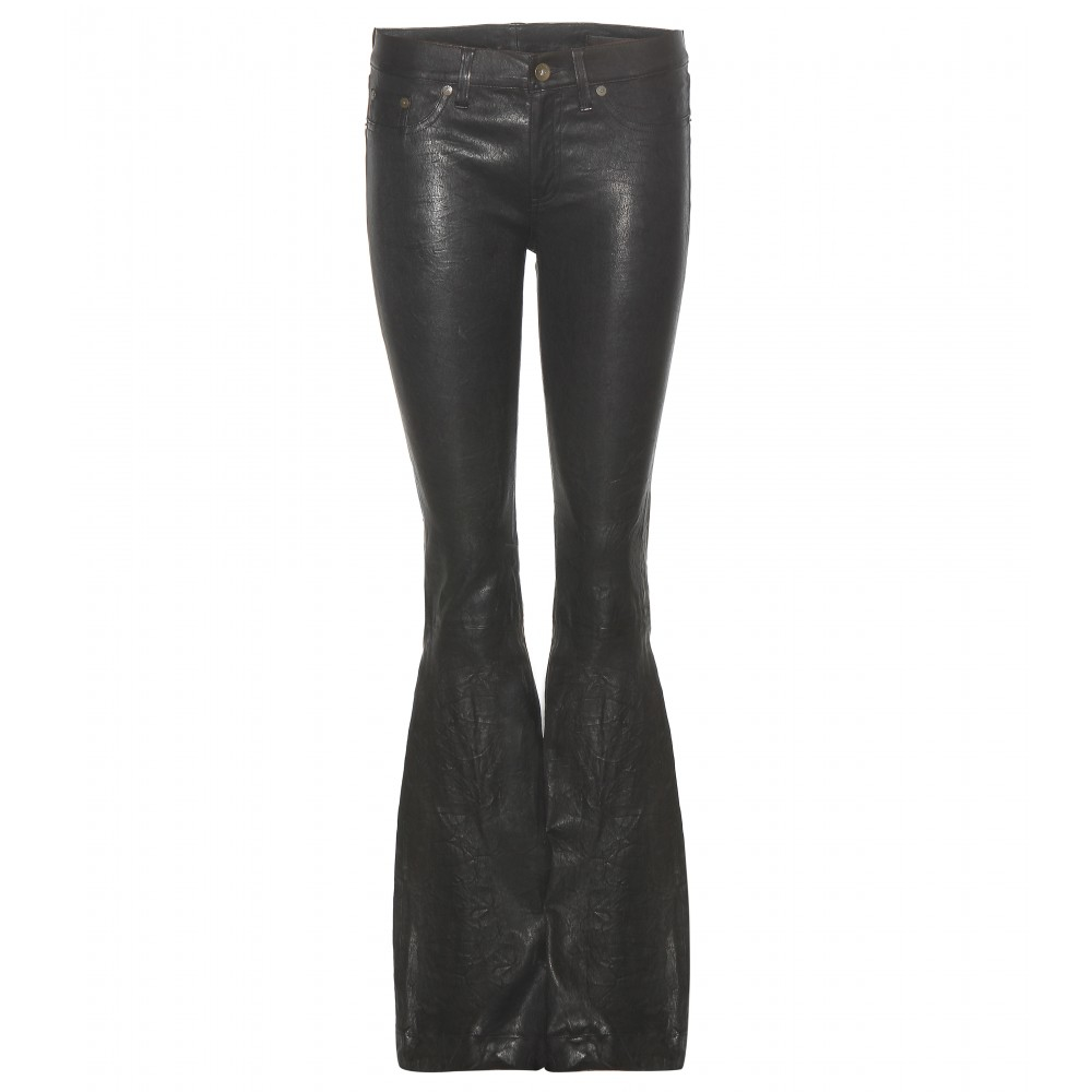 Lyst - Rag & Bone Flared Leather Pants in Black