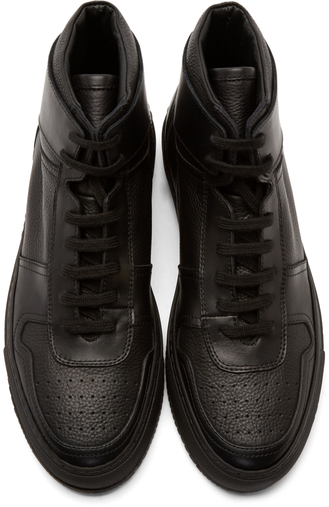 Black Leather Bball High Sneakers 