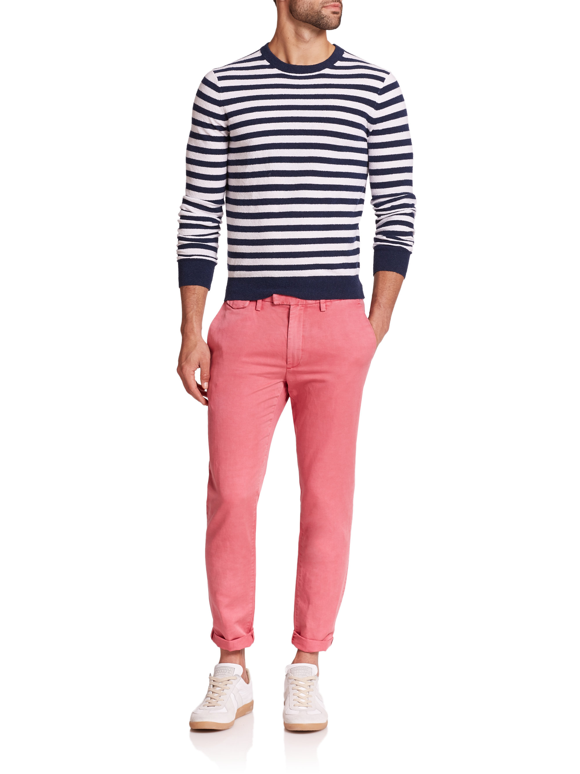 Michael Kors Cotton & Linen Slim-fit Pants in Coral (Pink) for Men - Lyst
