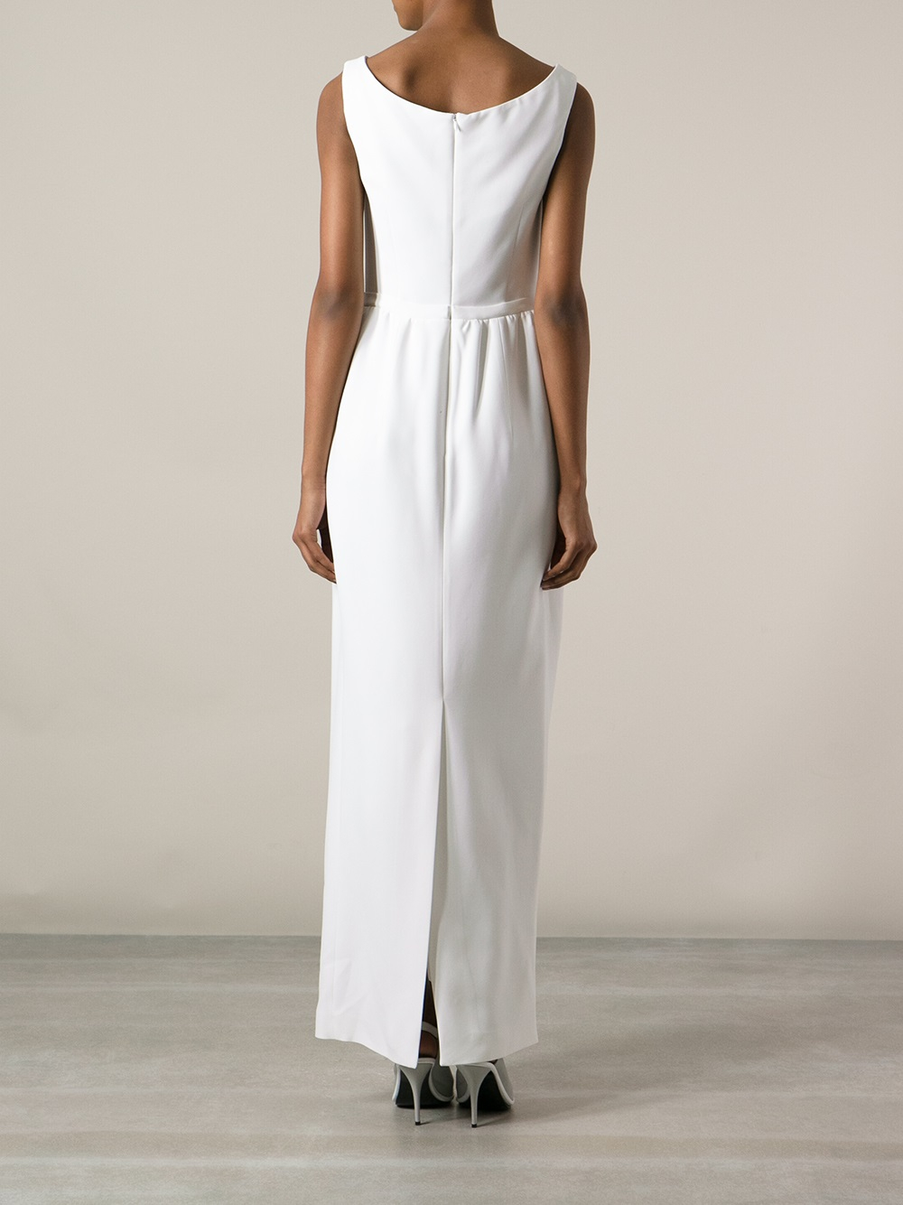 white vneck dress
