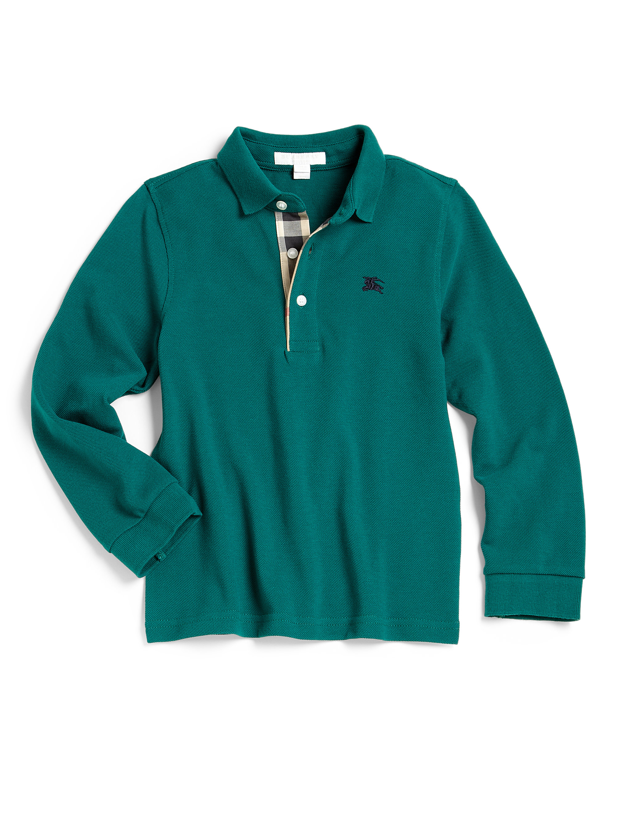Burberry Little Boys Longsleeve Pique Polo Shirt in Green for Men Lyst